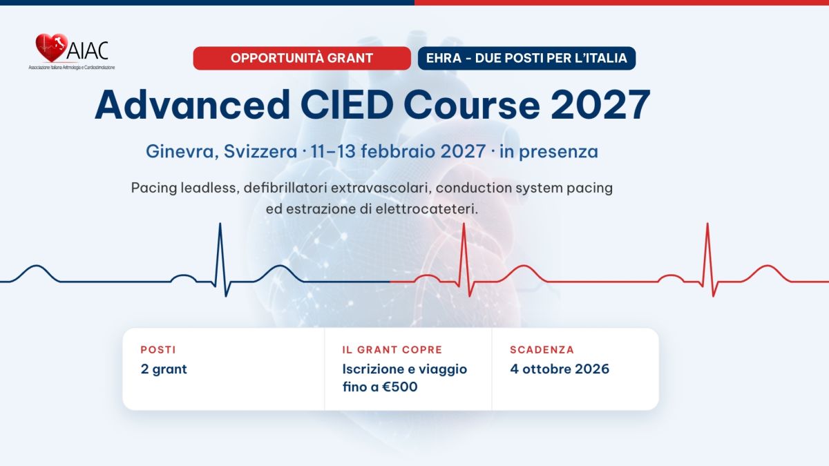 Opportunità EHRA: Due Grant per l'Advanced CIED Course 2027 a Ginevra