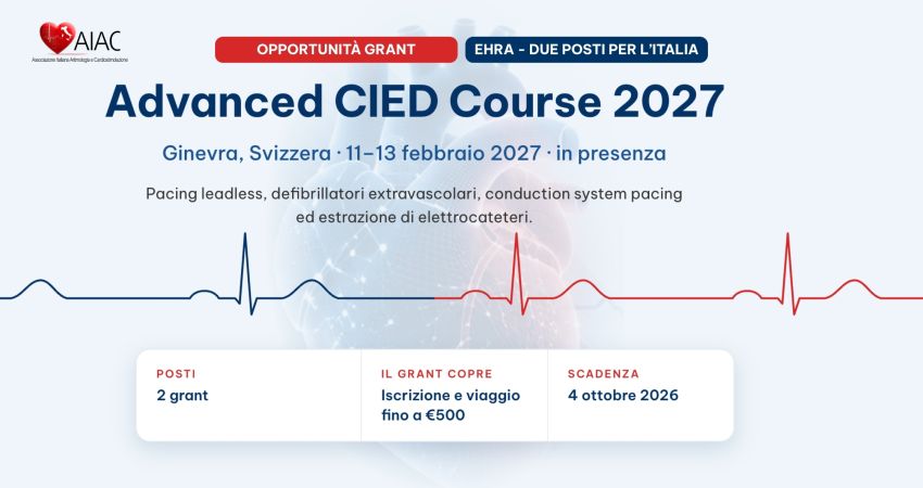 Opportunità EHRA: Due Grant per l'Advanced CIED Course 2027 a Ginevra