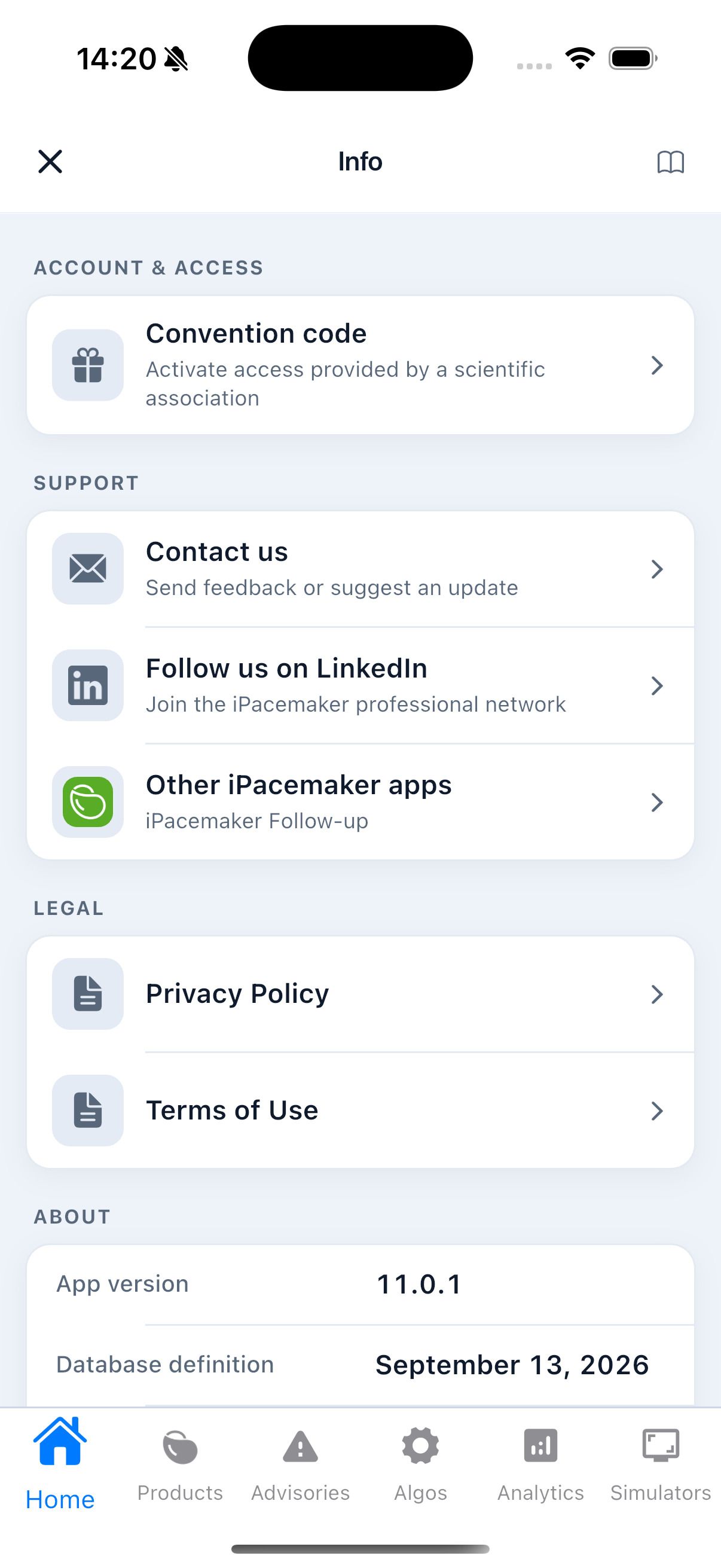 App iPacemaker, schermata dispositivo 2