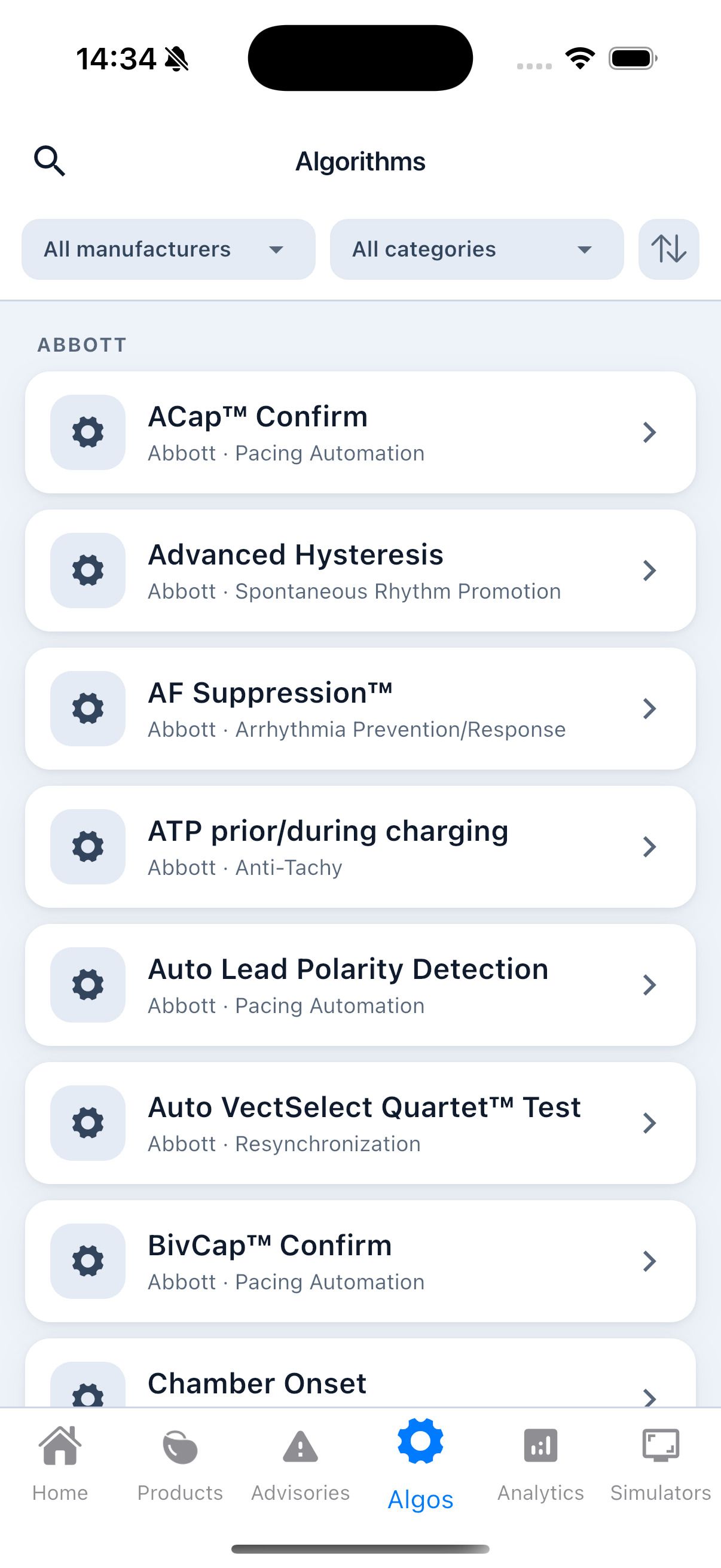 App iPacemaker, schermata dispositivo 6