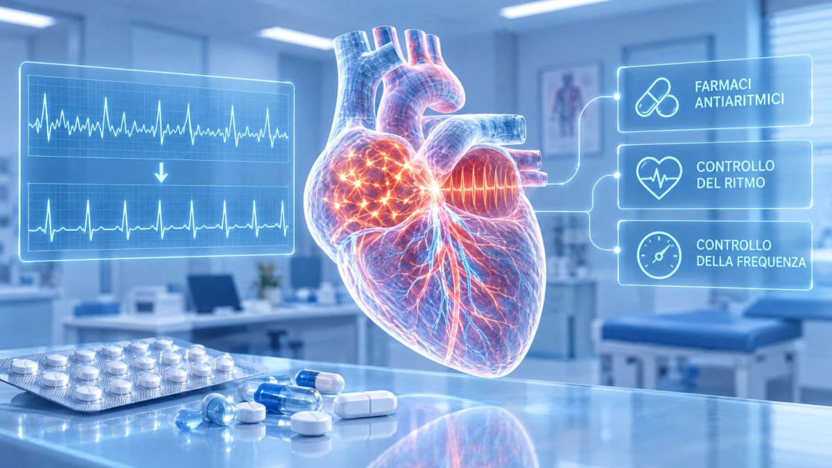 Rappresentazione olografica del cuore con fibrillazione atriale che torna a ritmo regolare e farmaci antiaritmici: il trattamento farmacologico della FA per il cardiologo territoriale