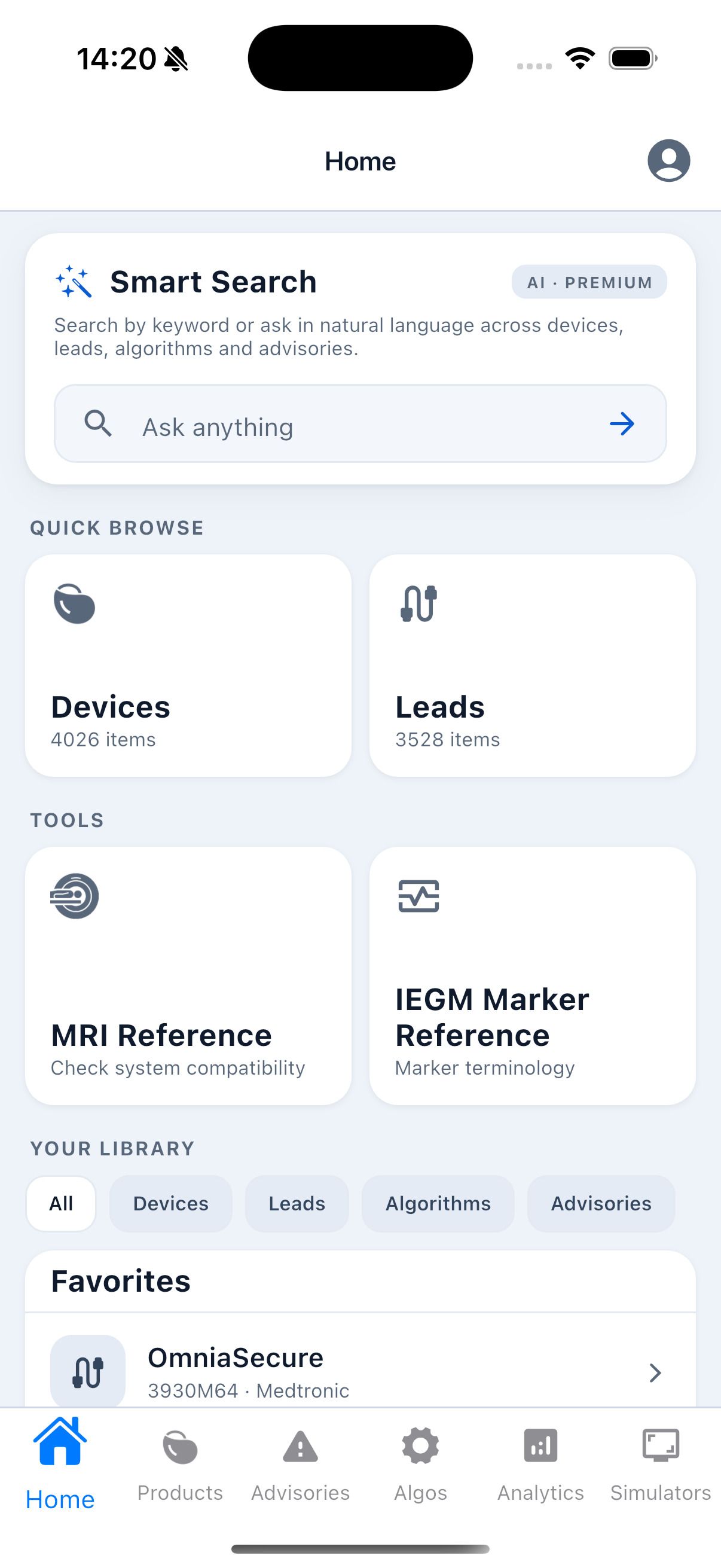 App iPacemaker, schermata dispositivo 1