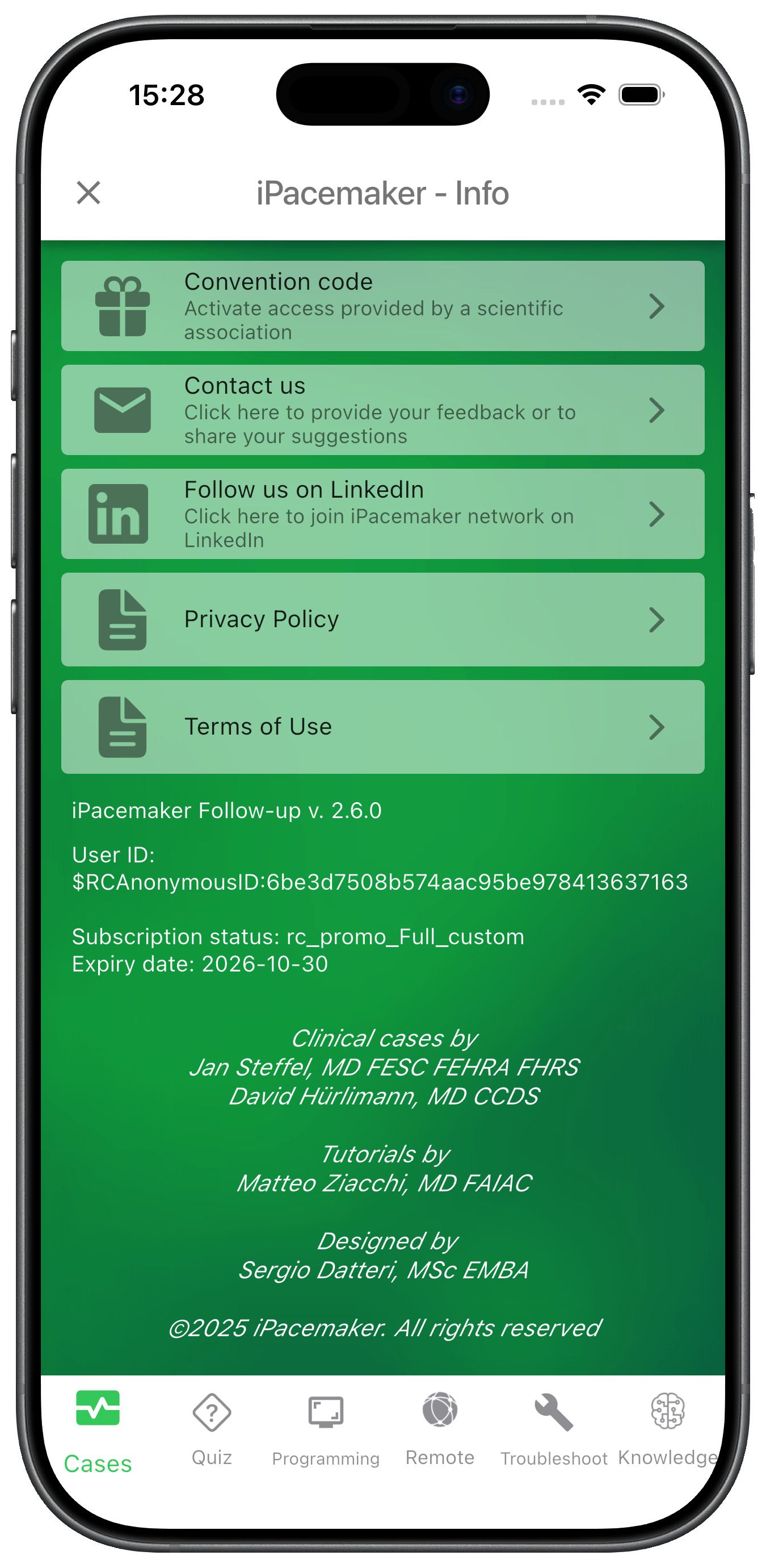 App iPacemaker, schermata follow-up 2
