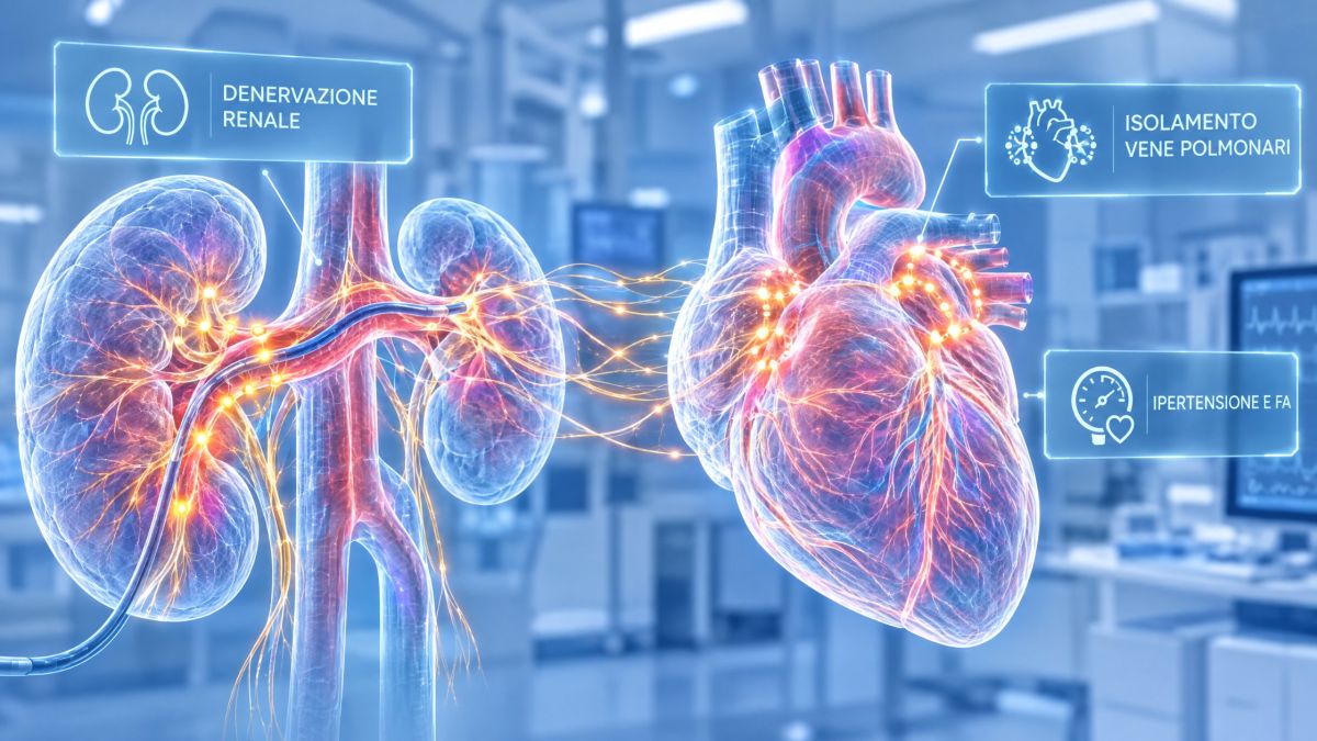 Rappresentazione olografica di reni e cuore: denervazione renale con catetere e isolamento delle vene polmonari nei pazienti con ipertensione e fibrillazione atriale